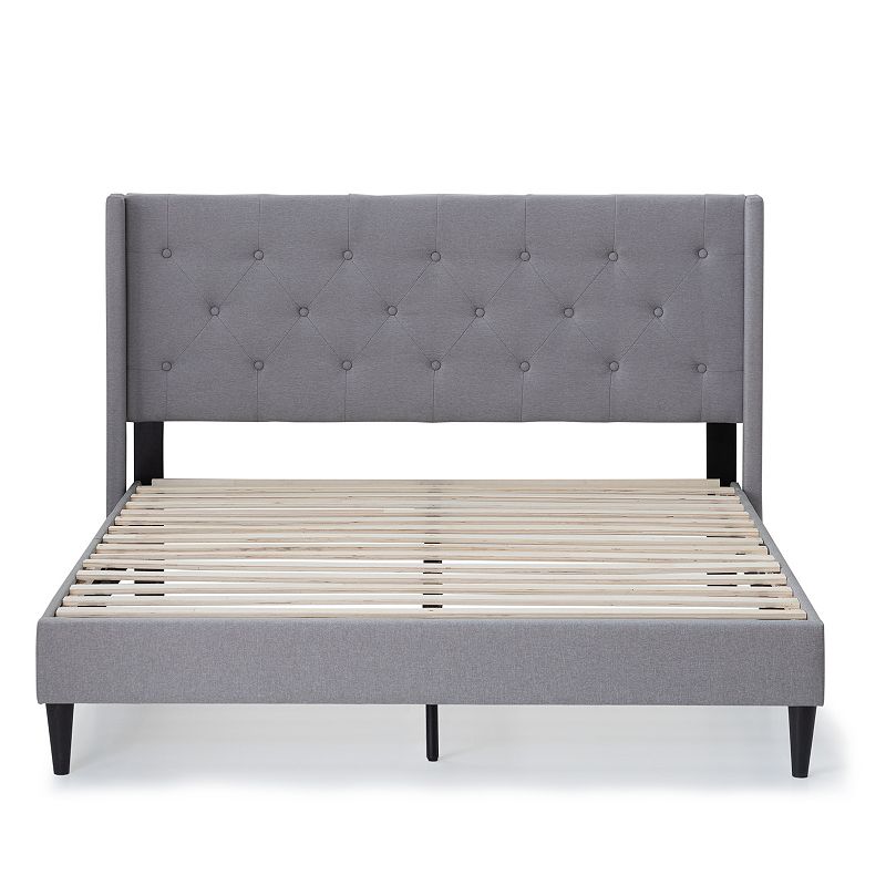 Lucid Dream Collection Upholstered Wingback Diamond Tufted Bed, Grey, King