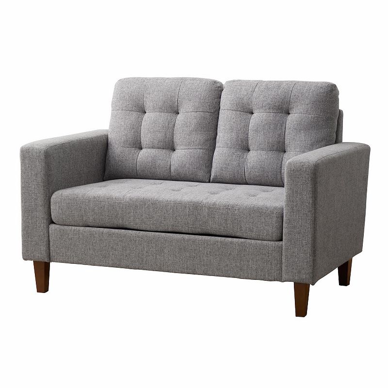 Lucid Dream Collection Button Tufted Square Arm Loveseat, Grey