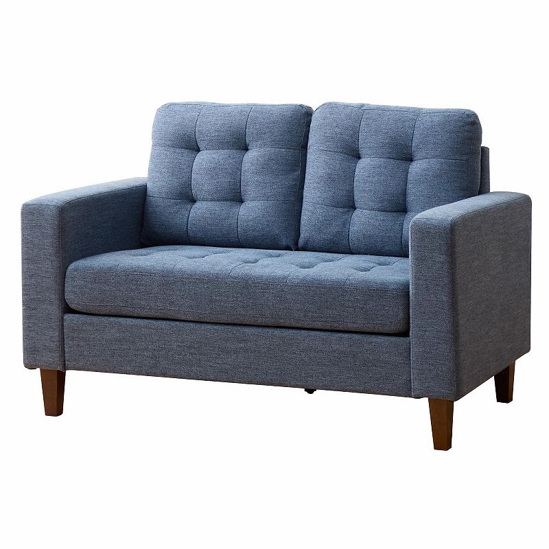 Lucid Dream Collection Button Tufted Square Arm Loveseat, Blue
