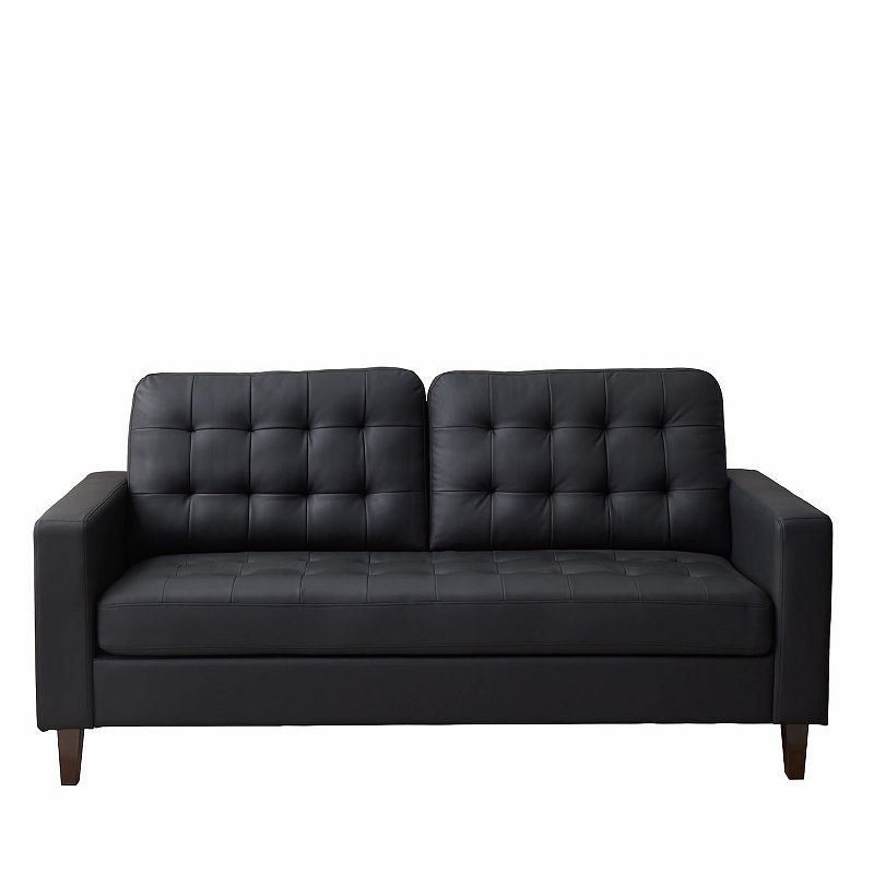 Lucid Dream Collection Button Tufted Square Arm Sofa, Black