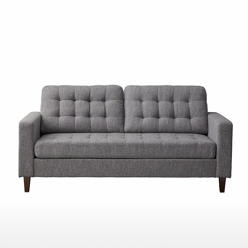 Lucid Dream Collection Button Tufted Square Arm Sofa, Grey