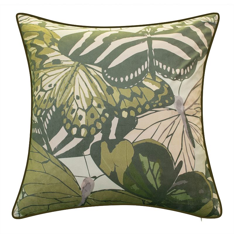 Edie@Home Velvet Bold Butterfly Throw Pillow, Green, 20X20