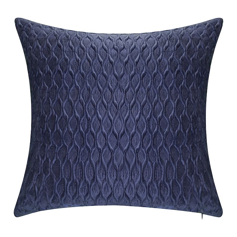 Edie@Home Fishnet Ruched Velvet Throw Pillow, Blue, 20X20