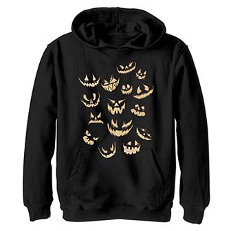 Boys 8-20 Jack-O-Lantern Candle Lit Grins Collage Hoodie