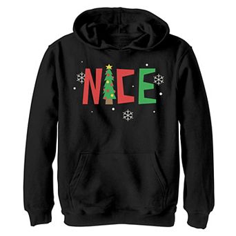 Boys 8-20 Nice Cut-Out Letters Christmas Tree Hoodie