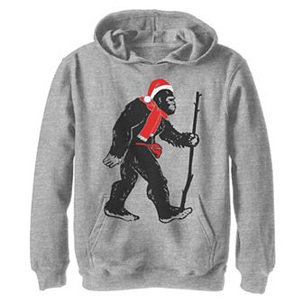 Boys 8-20 Bigfoot Walking Santa Hat Christmas Hoodie