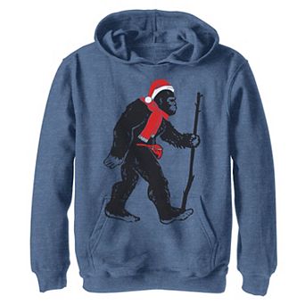 Boys 8-20 Bigfoot Walking Santa Hat Christmas Hoodie