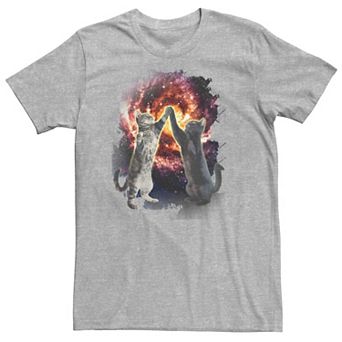 Big & Tall Cats High Five Galaxy Portrait Tee