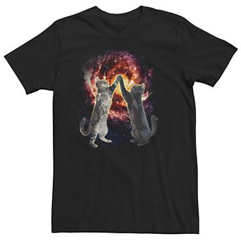 Big & Tall Cats High Five Galaxy Portrait Tee
