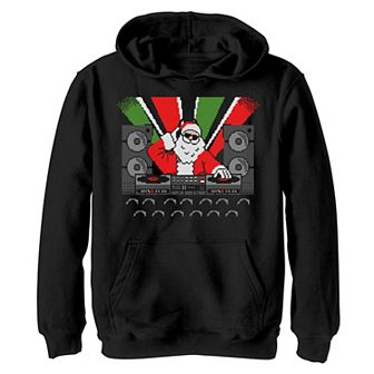 Boys DJ Santa Claus Christmas Graphic Hoodie