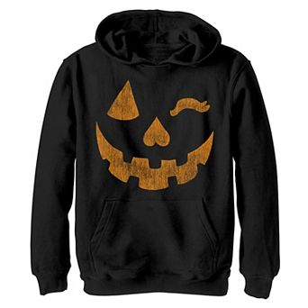 Boys 8-20 Halloween Jack-O-Lantern Grin Pumpkin Wink Hoodie