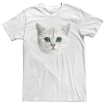 Big & Tall White Cat Big Head Portrait Tee