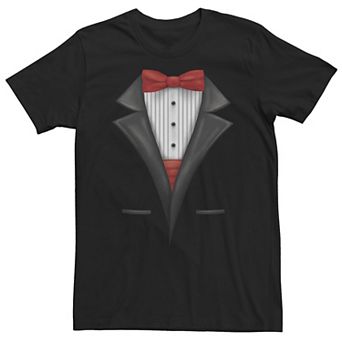 Big & Tall Red Bow Tie Cummerbund Tux Funny Costume Tee