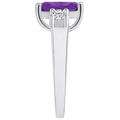 Alyson Layne 14k White Gold Emerald-Cut Amethyst & 1/3 Carat T.W. Diamond Ring