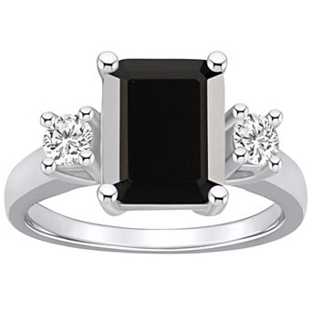Alyson Layne 14k White Gold Emerald-Cut Black Onyx & 1/3 Carat T.W. Diamond Ring