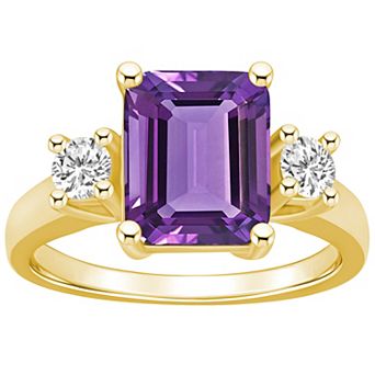 Alyson Layne 14k Gold Emerald-Cut Amethyst & 1/3 Carat T.W. Diamond Ring