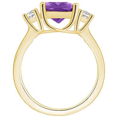 Alyson Layne 14k Gold Emerald-Cut Amethyst & 1/3 Carat T.W. Diamond Ring