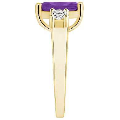 Alyson Layne 14k Gold Emerald-Cut Amethyst & 1/3 Carat T.W. Diamond Ring