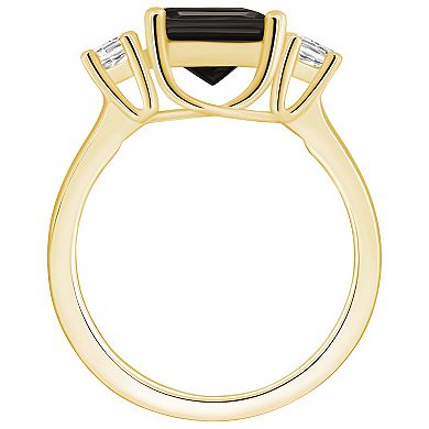 Alyson Layne 14k Gold Emerald-Cut Black Onyx & 1/3 Carat T.W. Diamond Ring