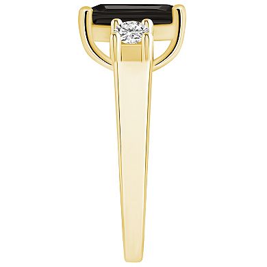 Alyson Layne 14k Gold Emerald-Cut Black Onyx & 1/3 Carat T.W. Diamond Ring