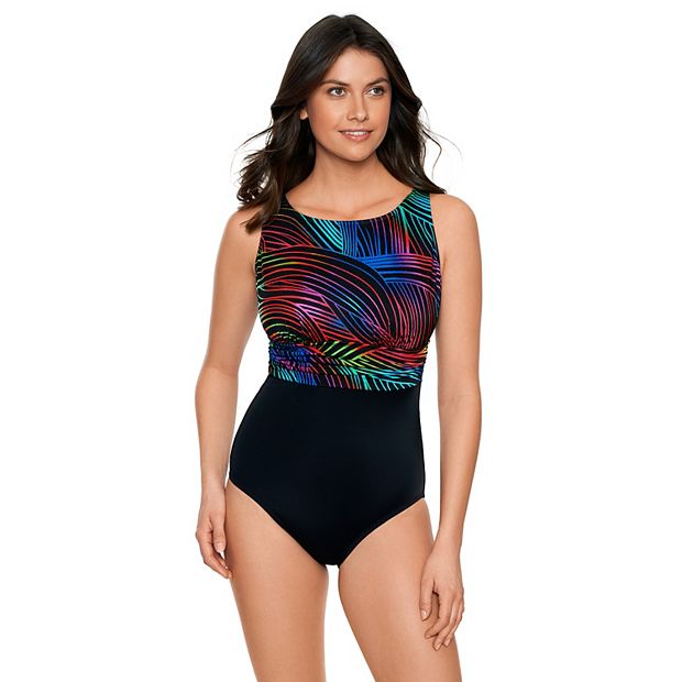 Women s Great Lengths Wild Stripes Shirred D Cup One Piece Swimsuit