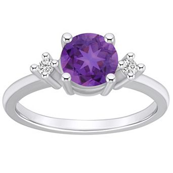 Alyson Layne 14k White Gold Round Amethyst & Diamond Accent Ring