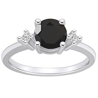 Alyson Layne 14k White Gold Round Black Onyx & Diamond Accent Ring