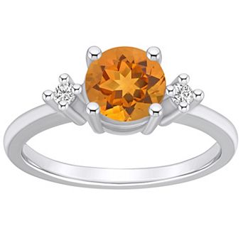 Alyson Layne 14k White Gold Round Citrine & Diamond Accent Ring