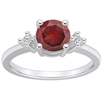 Alyson Layne 14k White Gold Round Garnet & Diamond Accent Ring
