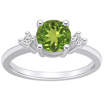 Alyson Layne 14k White Gold Round Peridot & Diamond Accent Ring