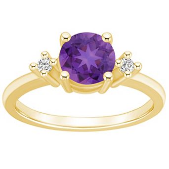 Alyson Layne 14k Gold Round Amethyst & Diamond Accent Ring