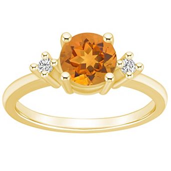 Alyson Layne 14k Gold Round Citrine & Diamond Accent Ring