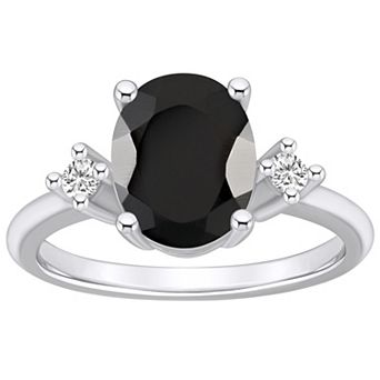 Alyson Layne 14k White Gold Oval Black Onyx & 1/10 Carat T.W. Diamond Ring
