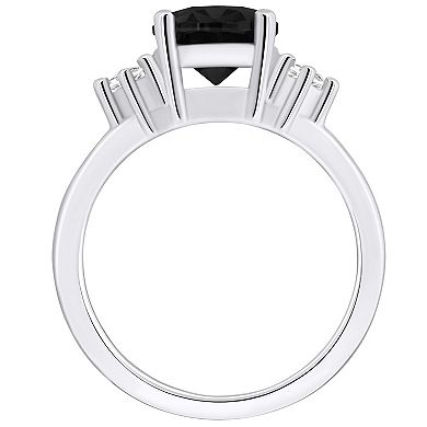 Alyson Layne 14k White Gold Oval Black Onyx & 1/10 Carat T.W. Diamond Ring