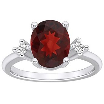 Alyson Layne 14k White Gold Oval Garnet & 1/10 Carat T.W. Diamond Ring