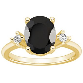 Alyson Layne 14k Gold Oval Black Onyx & 1/10 Carat T.W. Diamond Ring