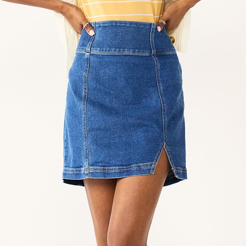 Juniors SO High-Rise Side Notch Mini Skirt, Girls, Size: 0, Blue