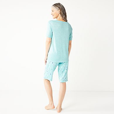 Women's Croft & Barrow® 3-Piece Pajama Top, Pajama Shorts & Pajama Skimmers Sleep Set