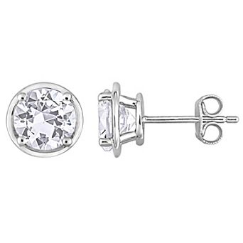 Stella Grace Sterling Silver Lab-Created White Sapphire Stud Earrings