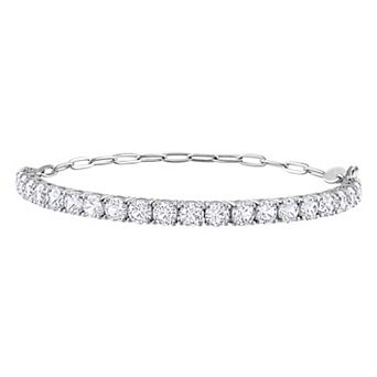 Stella Grace Sterling Silver Lab-Created White Sapphire Semi Tennis Bracelet