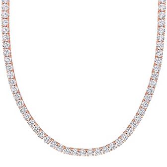 Stella Grace 18k Rose Gold Over Silver Lab-Created White Sapphire Tennis Necklace