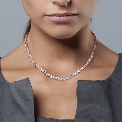 Stella Grace 18k Rose Gold Over Silver Lab-Created White Sapphire Tennis Necklace
