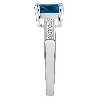 Alyson Layne 14k White Gold Cushion London Blue Topaz & 1/8 Carat T.W. Diamond Ring