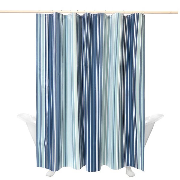 One Avery Stripe Printed Shower Curtain, Wide Horizontal Stripe Shower Curtains