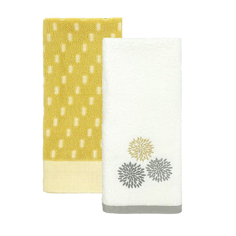 The Big One Dahlia Embroidery 2-pack Hand Towel Set, Yellow