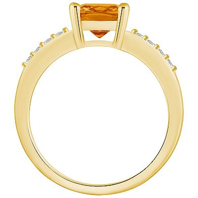 Alyson Layne 14k Gold Cushion Citrine & 1/8 Carat T.W. Diamond Ring