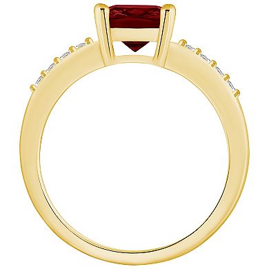 Alyson Layne 14k Gold Cushion Garnet & 1/8 Carat T.W. Diamond Ring