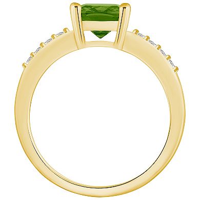Alyson Layne 14k Gold Cushion Peridot & 1/8 Carat T.W. Diamond Ring