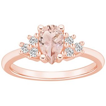 Alyson Layne 14k Rose Gold Pear Shape Morganite & 1/5 Carat T.W. Diamond Ring