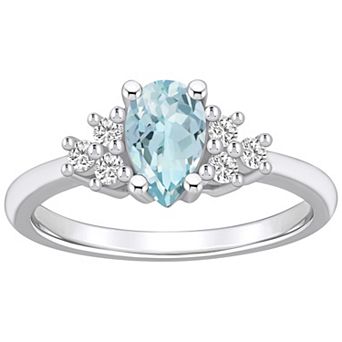 Alyson Layne 14k White Gold Pear Shape Aquamarine & 1/5 Carat T.W. Diamond Ring